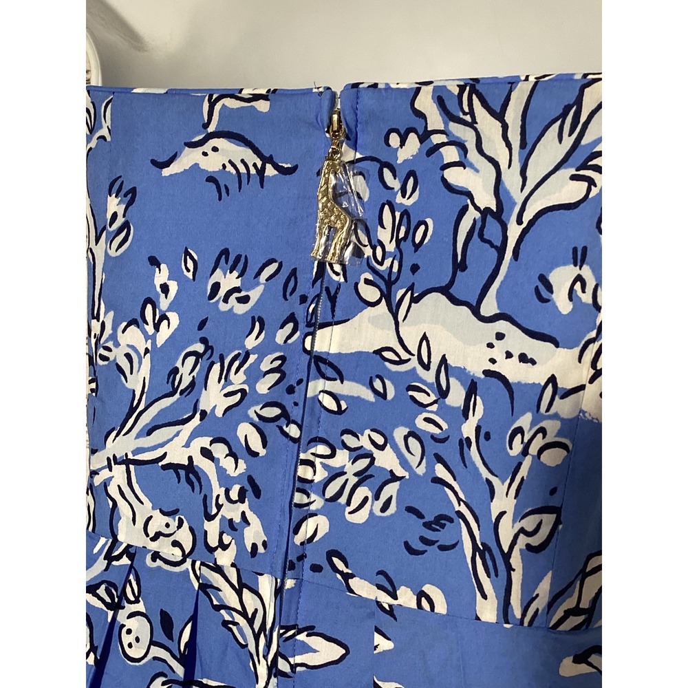Lilly Pulitzer Kenni Midi Dress Sunwashed Blue Tall Tales Strapless Pockets 12 - Picture 11 of 11